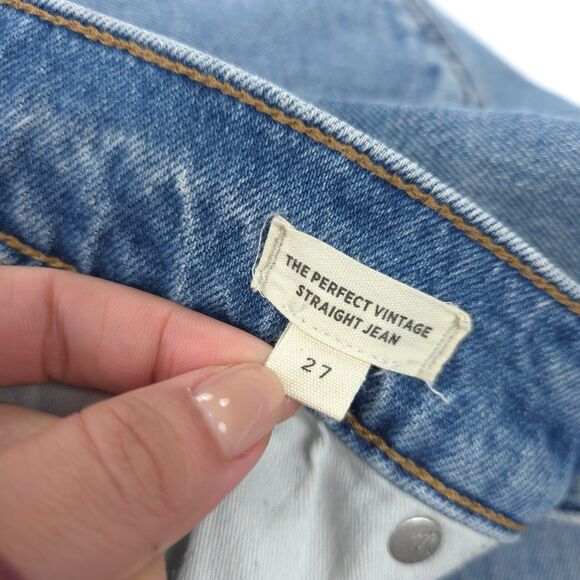 MADEWELL The Perfect Vintage Straight Jean in Kingsbury Wash Knee-Rip 90s Y2K - Picture 2 of 10